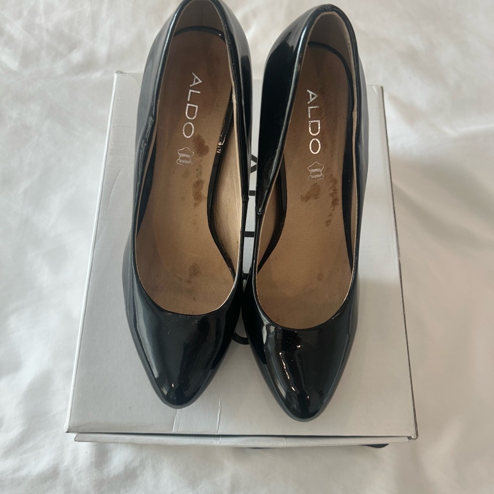 Aldo Shambley Black Patent Pointed-Toe Heels